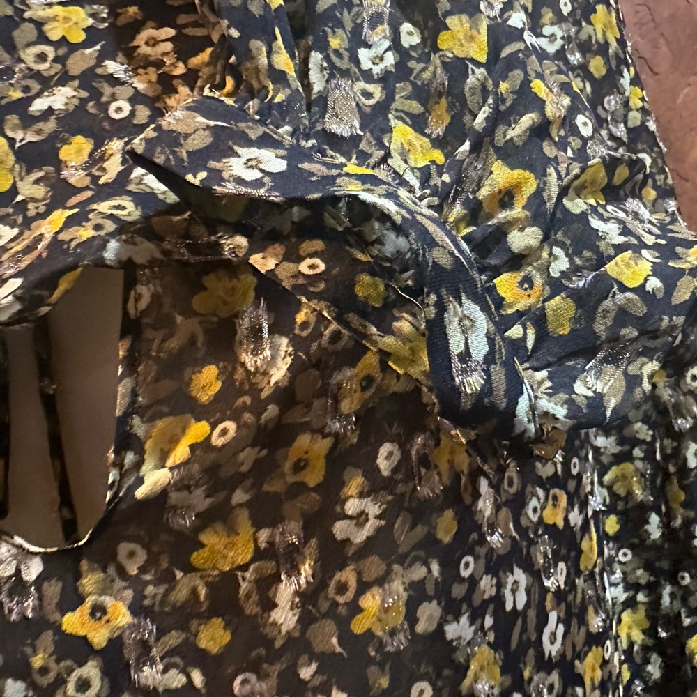 NWT SIZE 1/US S OVERSIZED The Kooples Black and Yellow Floral Blouse - Picture 6 of 13